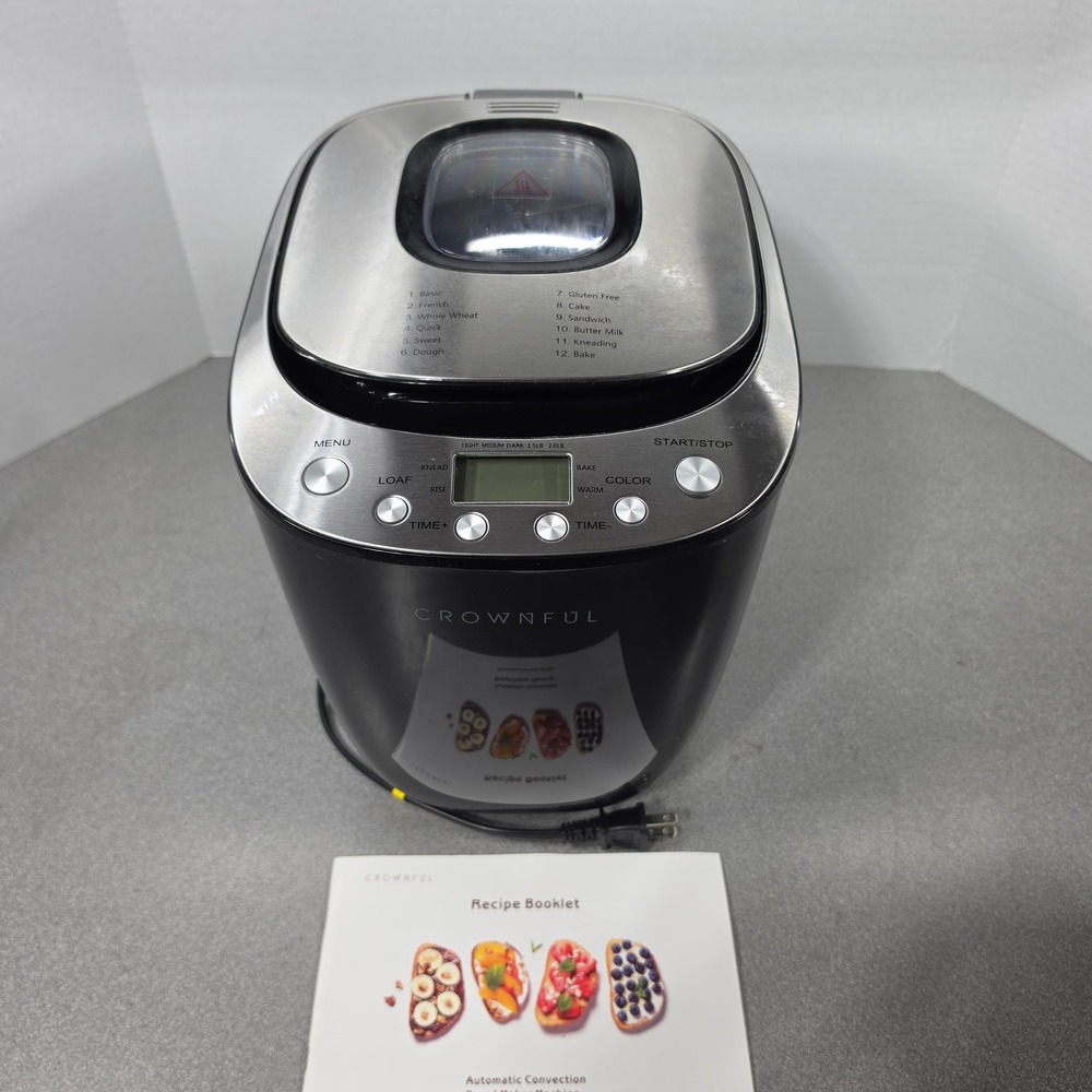 Crownful Automatic Bread Maker Machine BM4406-UL Black 2lb Capacity Excellent